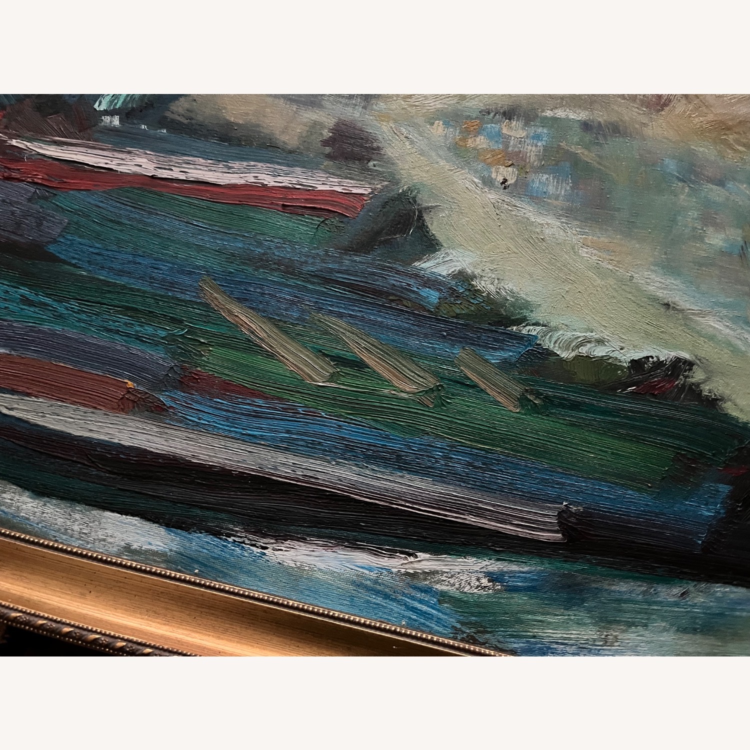 Mid Century Abstract Seascape Painting 1950s - image-7
