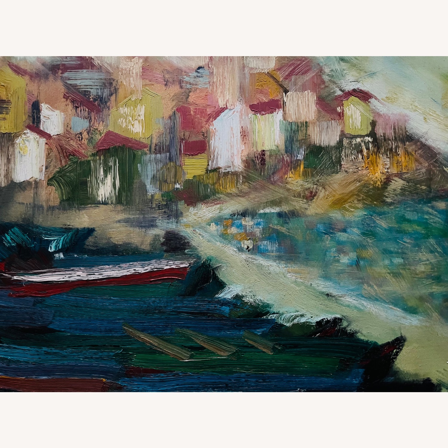 Mid Century Abstract Seascape Painting 1950s - image-2