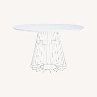 CB2 White Pedestal Table by Ceci Thompson