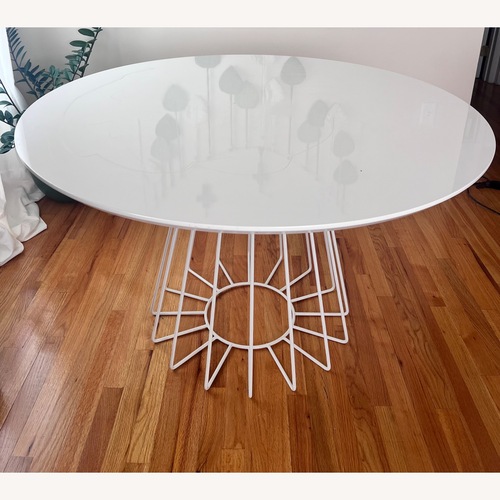 Used CB2 White Pedestal Table by Ceci Thompson for sale on AptDeco