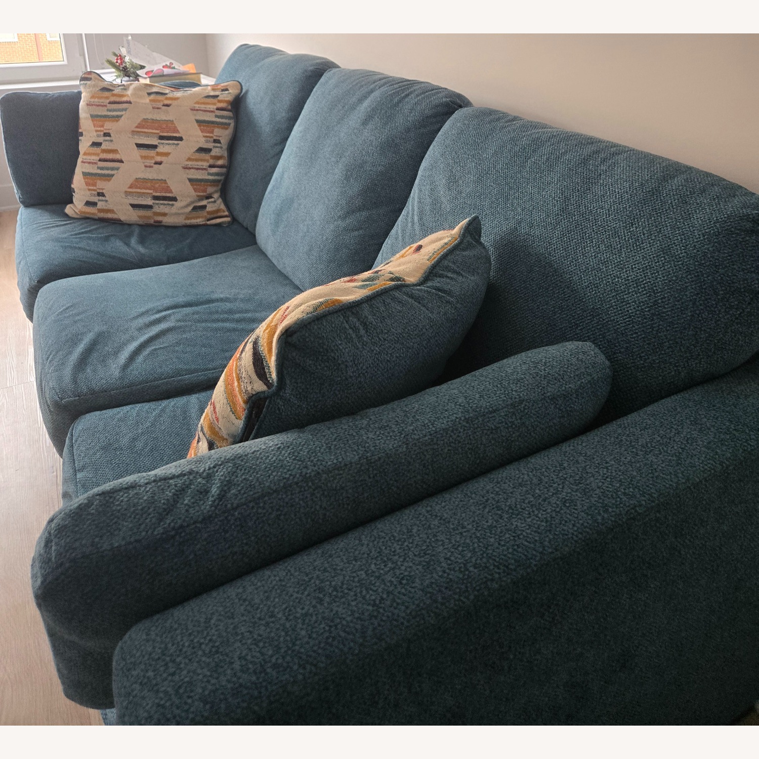 Ashley Furniture Blue Fabric 3+ Seater Sofa - image-3