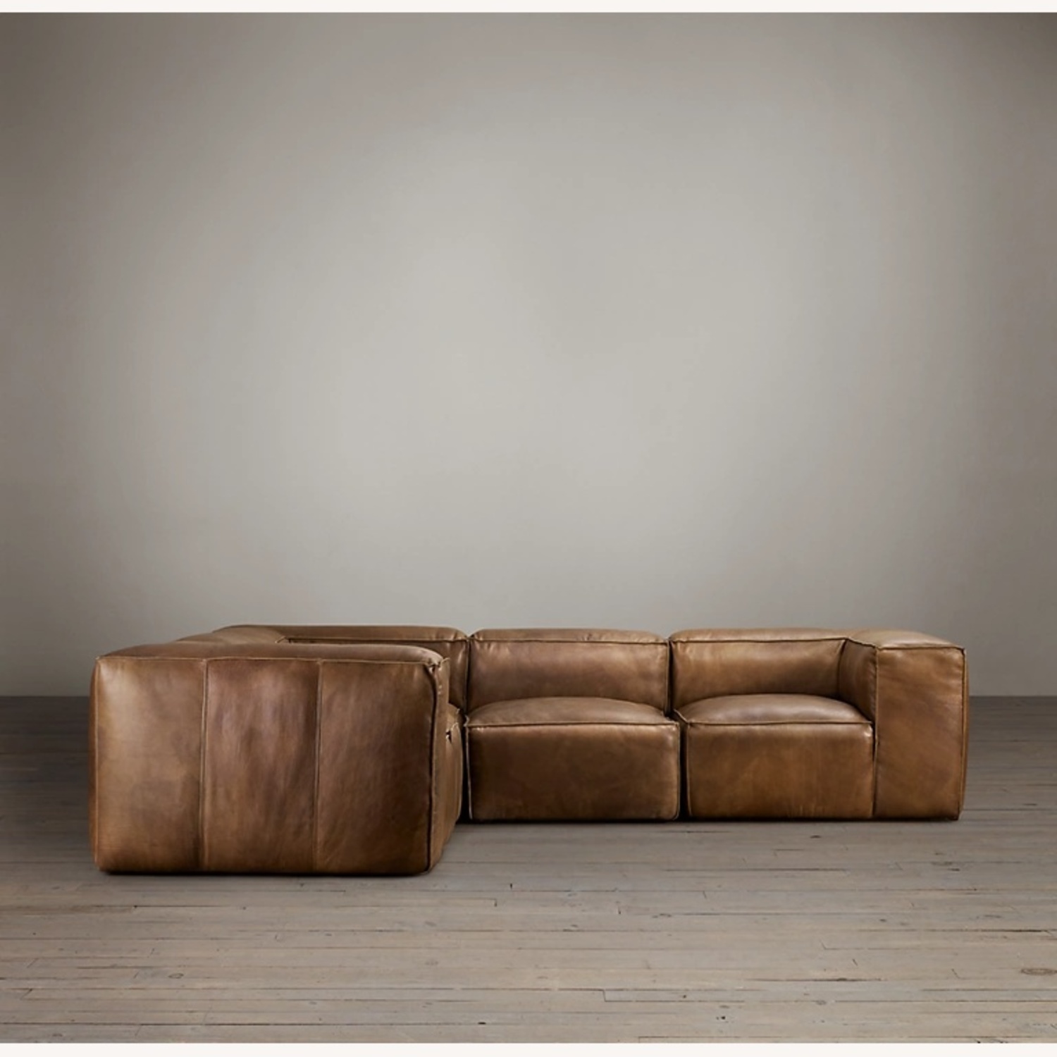 Restoration Hardware Fulham Leather Modular Couch - image-0