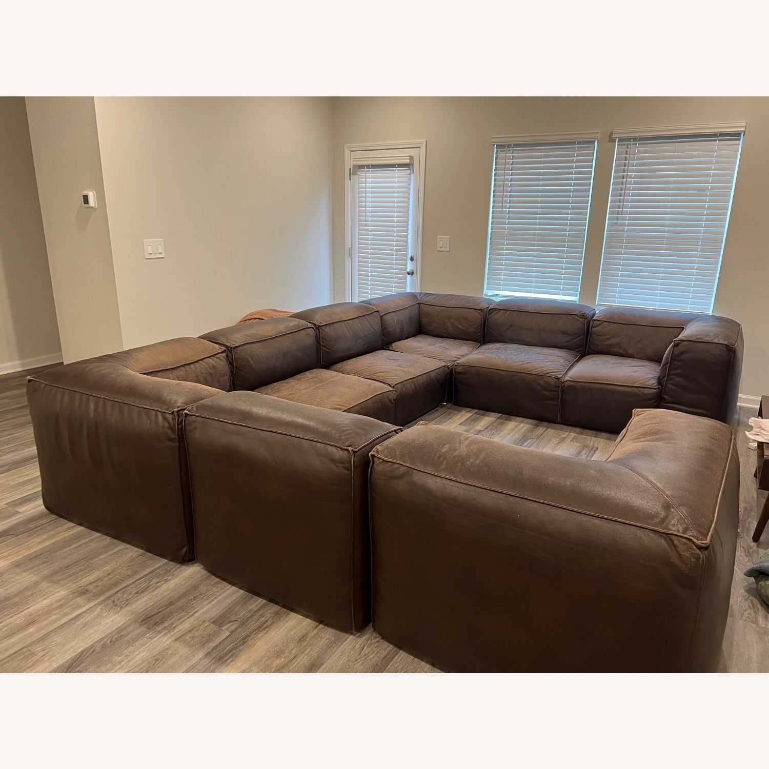 Restoration Hardware Fulham Leather Modular Couch - image-1