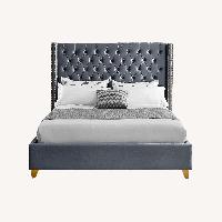 Joclynn Black Velvet Queen Bed