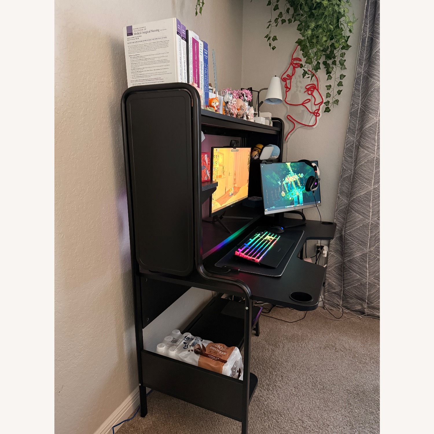 IKEA Fredde Black Wood Desk - image-2