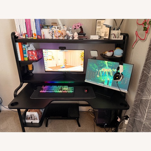 Used IKEA Fredde Black Wood Desk for sale on AptDeco
