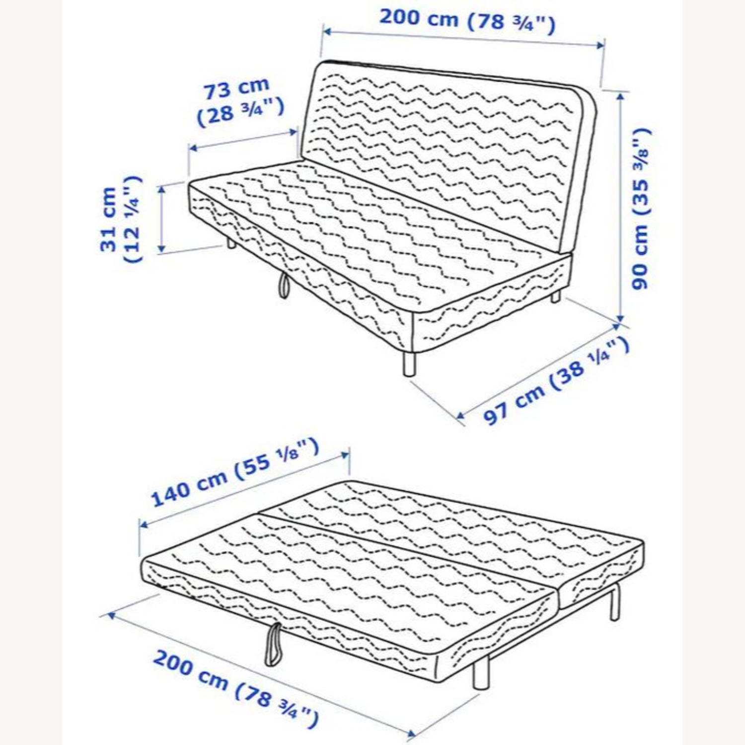 IKEA Beddinge White Metal/Wood Futon - image-3