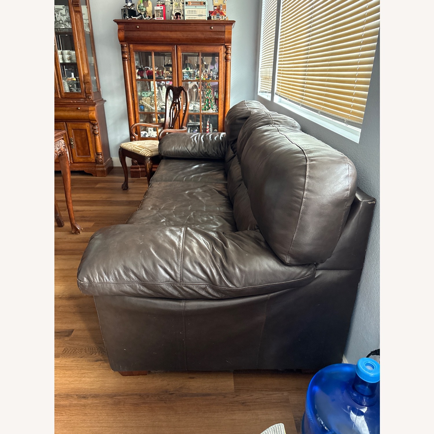 Dark Brown Leather 3+ Seater Sofa - image-3