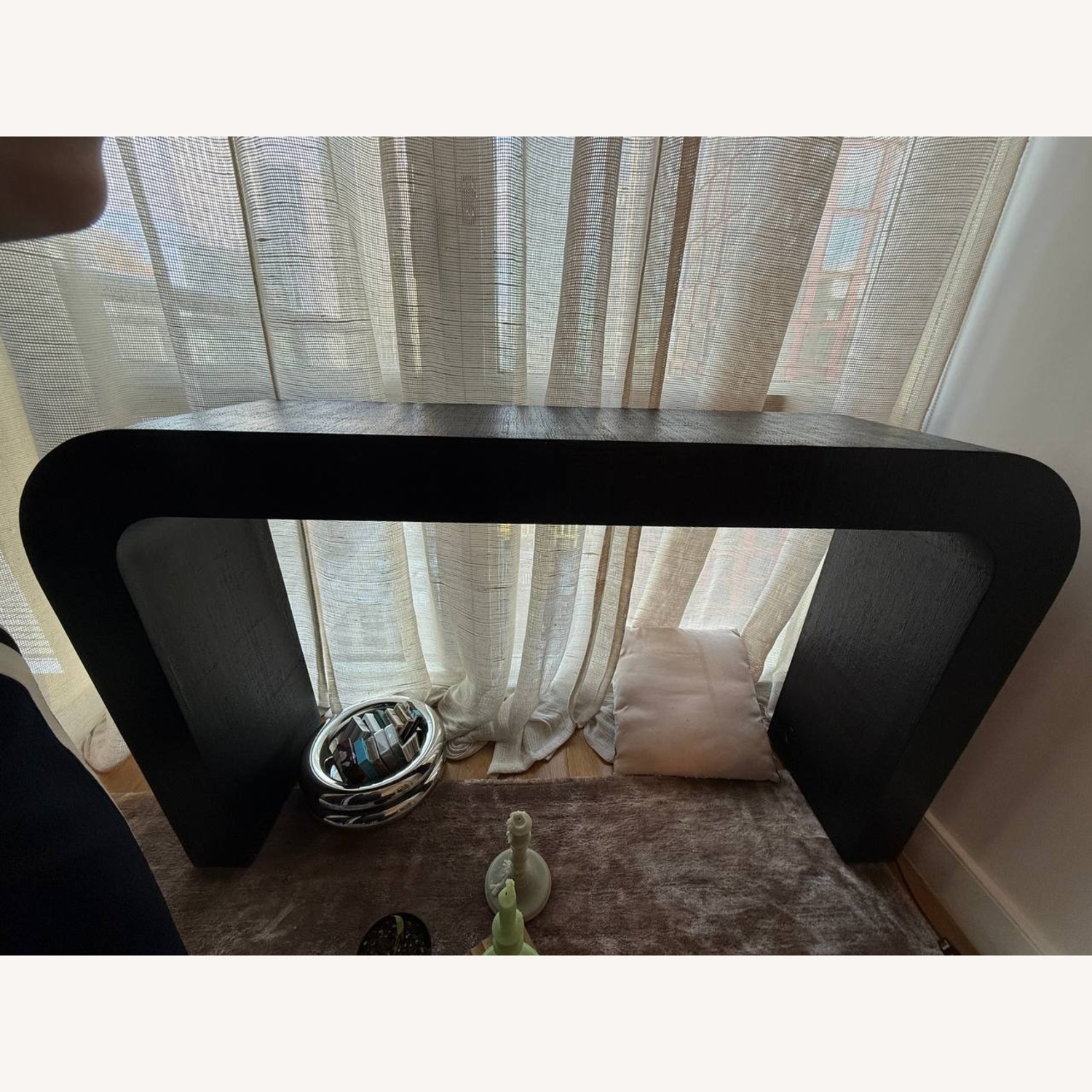 CB2 52" Black Resin Console Table - image-6