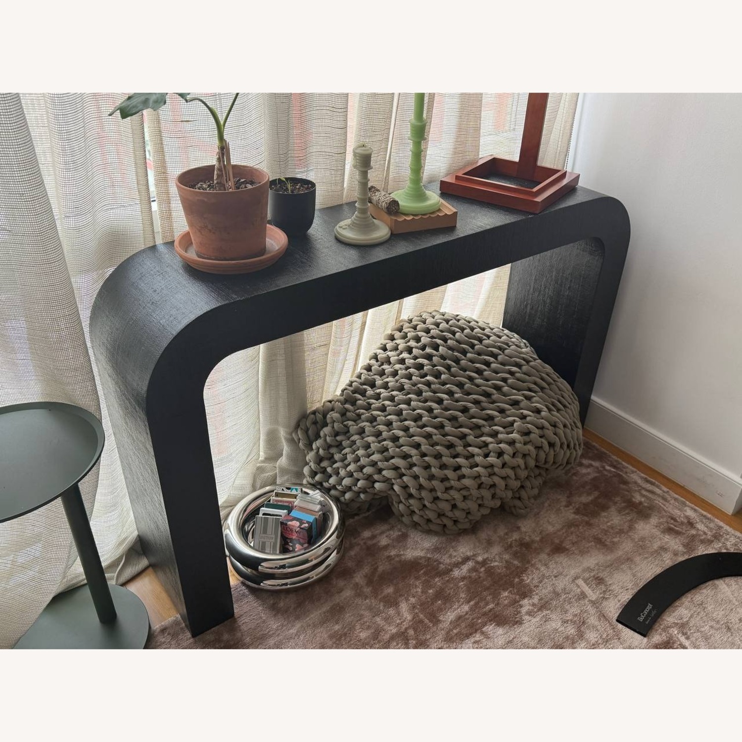 CB2 52" Black Resin Console Table - image-1