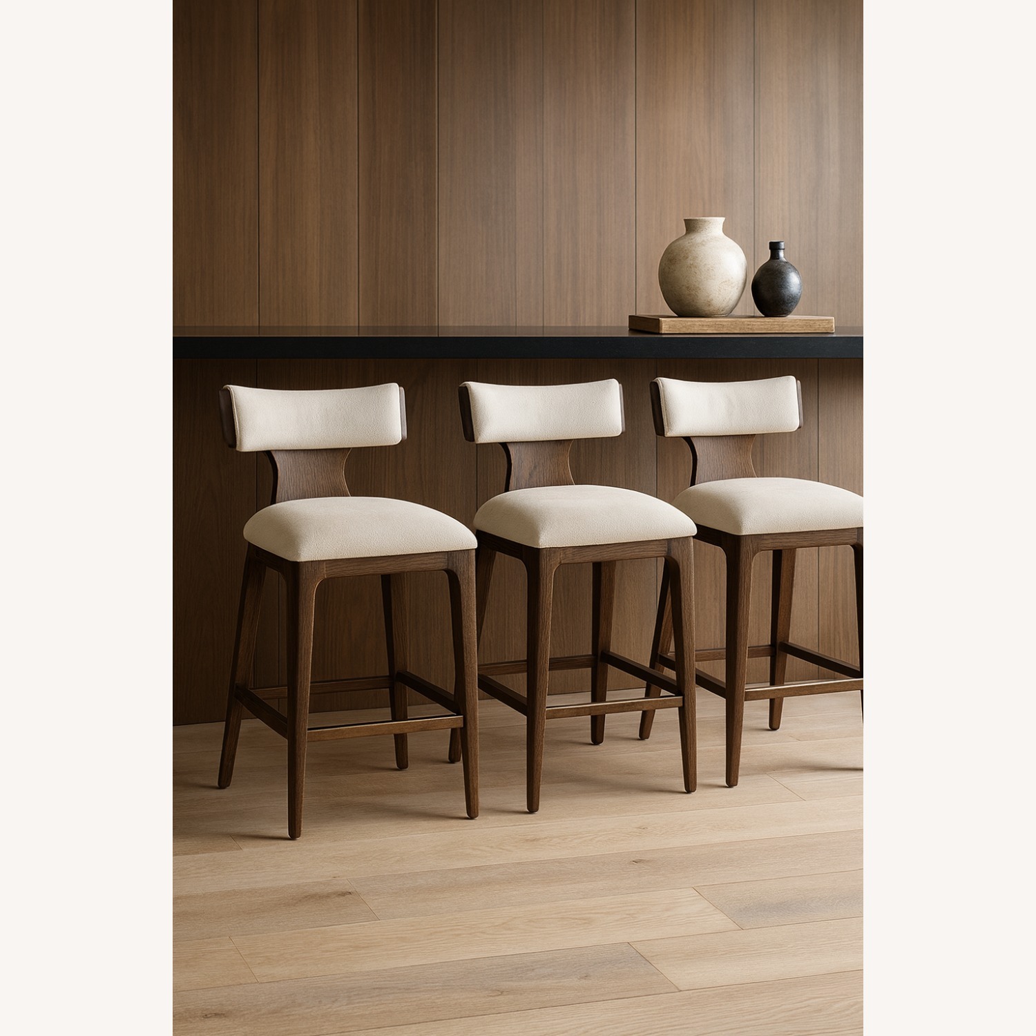 Restoration Hardware Ligné Fabric Counter Stools — Set of 3 - image-26