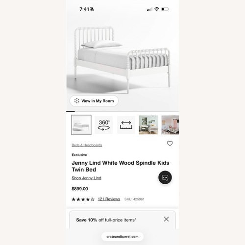 Used Crate & Kids Jenny Lind White Wood Twin Bed for sale on AptDeco