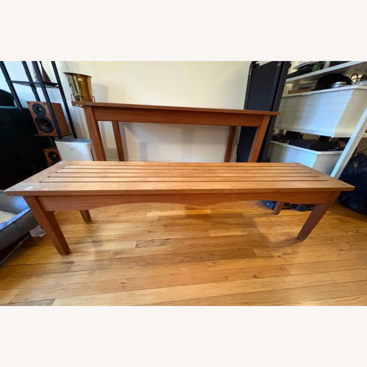 Antqiue Solid Teak Wood Dining Table and Benches - image-3