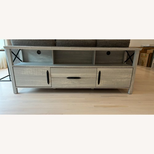Used Wayfair Light Gray Wood TV Stand for sale on AptDeco