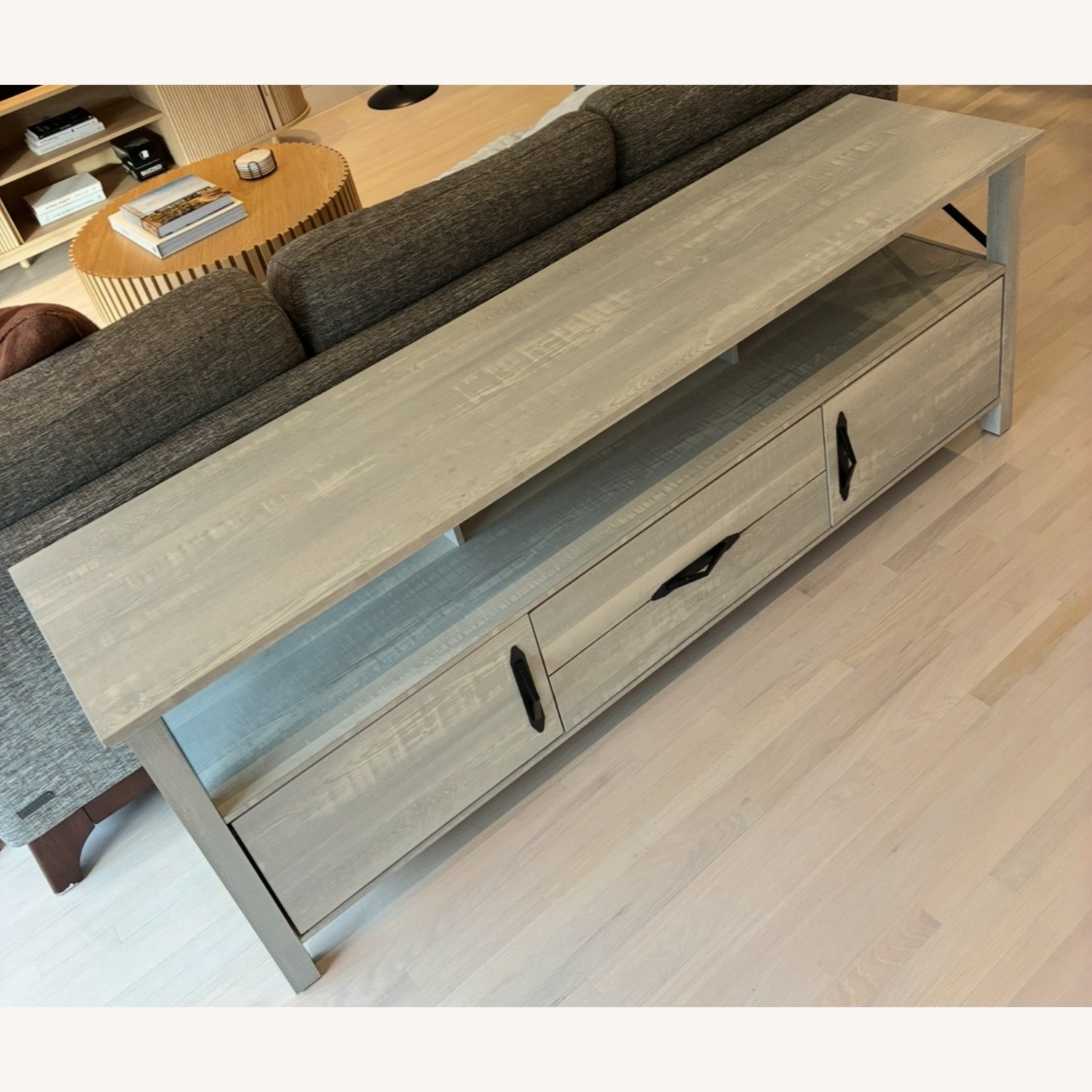 Wayfair Light Gray Wood TV Stand - image-5