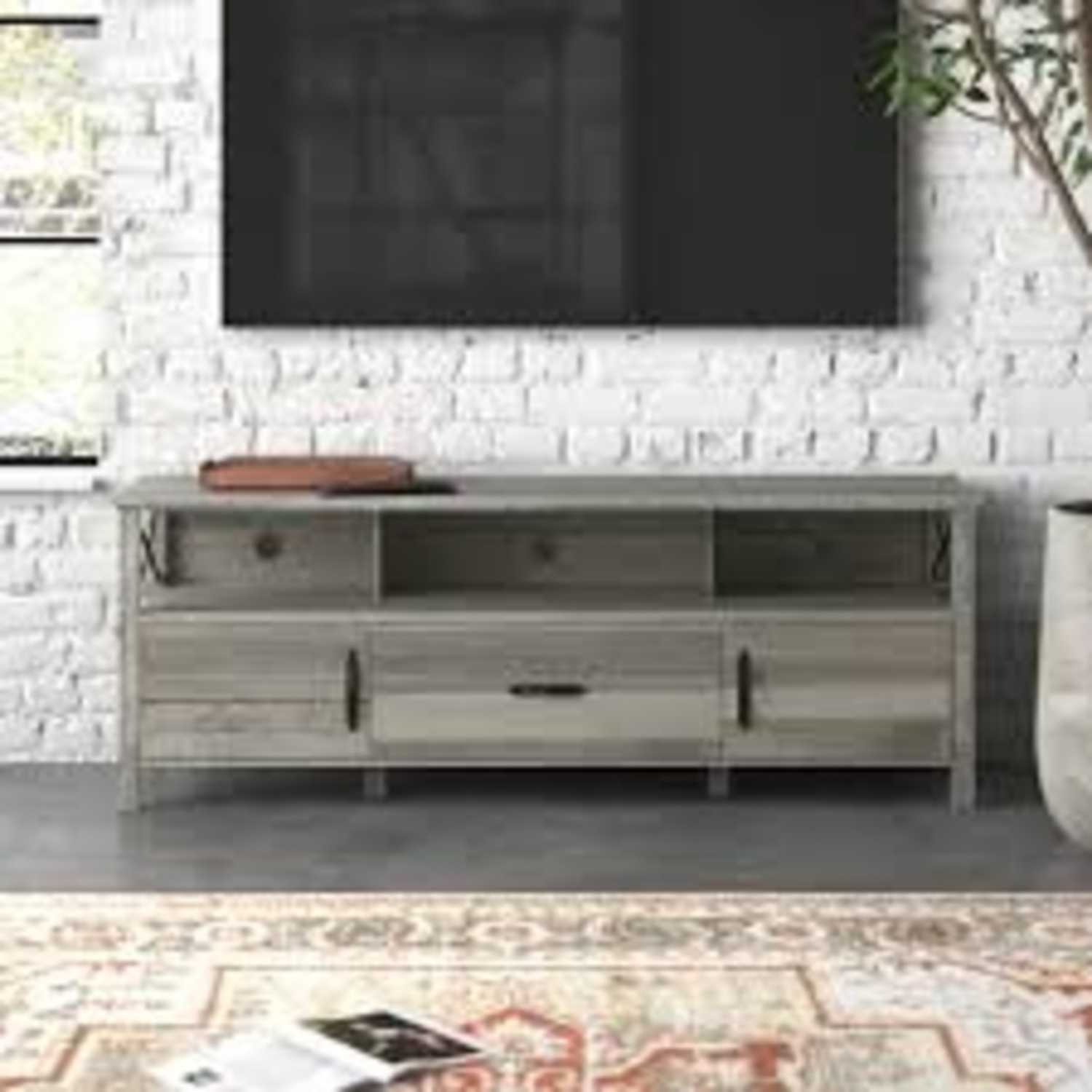 Wayfair Light Gray Wood TV Stand - image-6