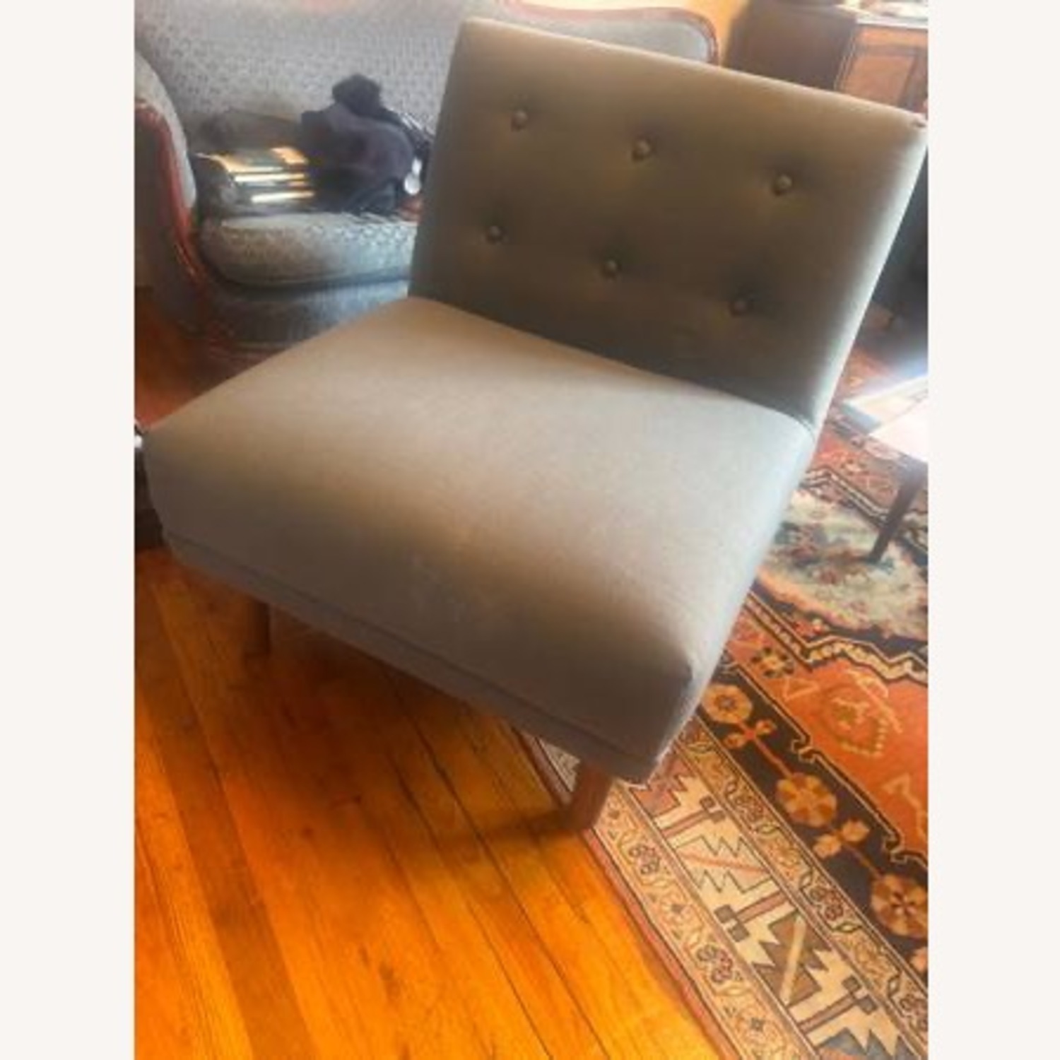 West Elm Blue Fabric Accent Chair - image-1