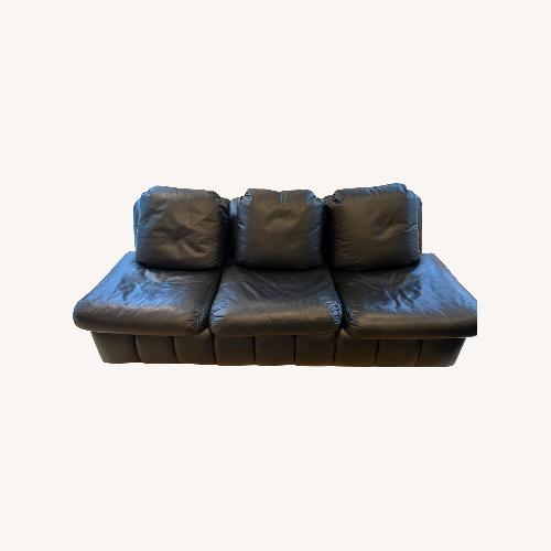 Used Vintage/Antique Black Leather 3+ Seater Sofa for sale on AptDeco