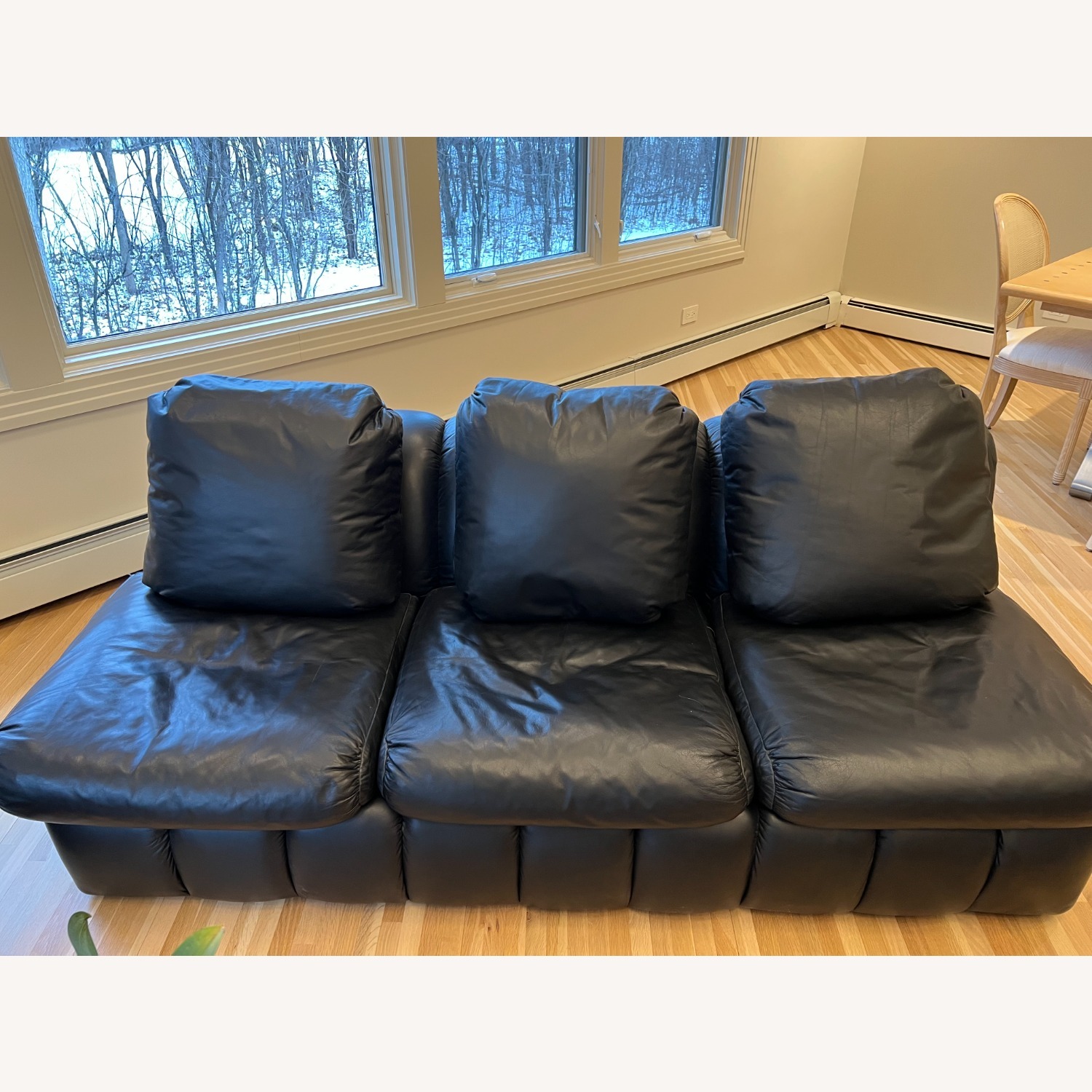 Vintage/Antique Black Leather 3+ Seater Sofa - image-1