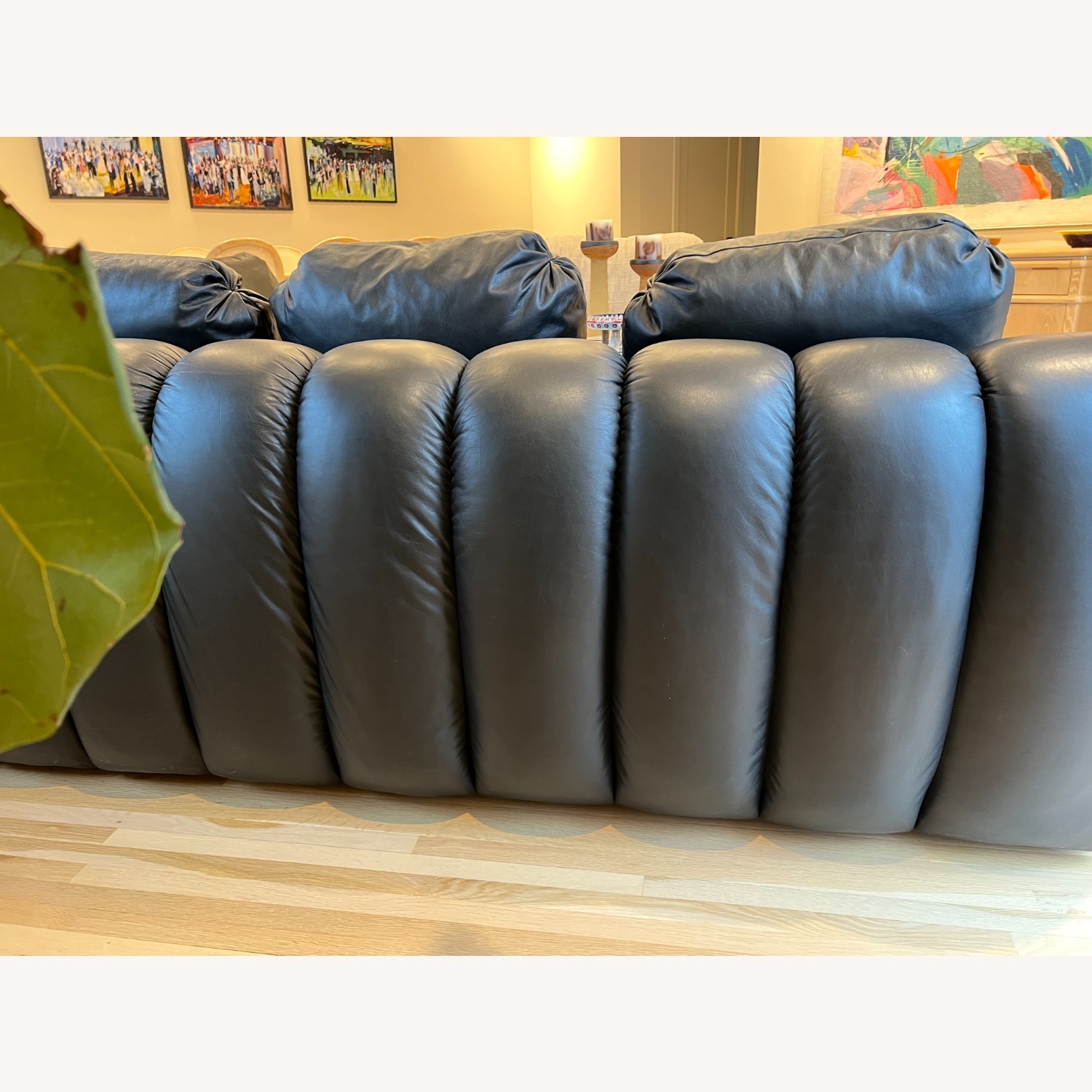 Vintage/Antique Black Leather 3+ Seater Sofa - image-4