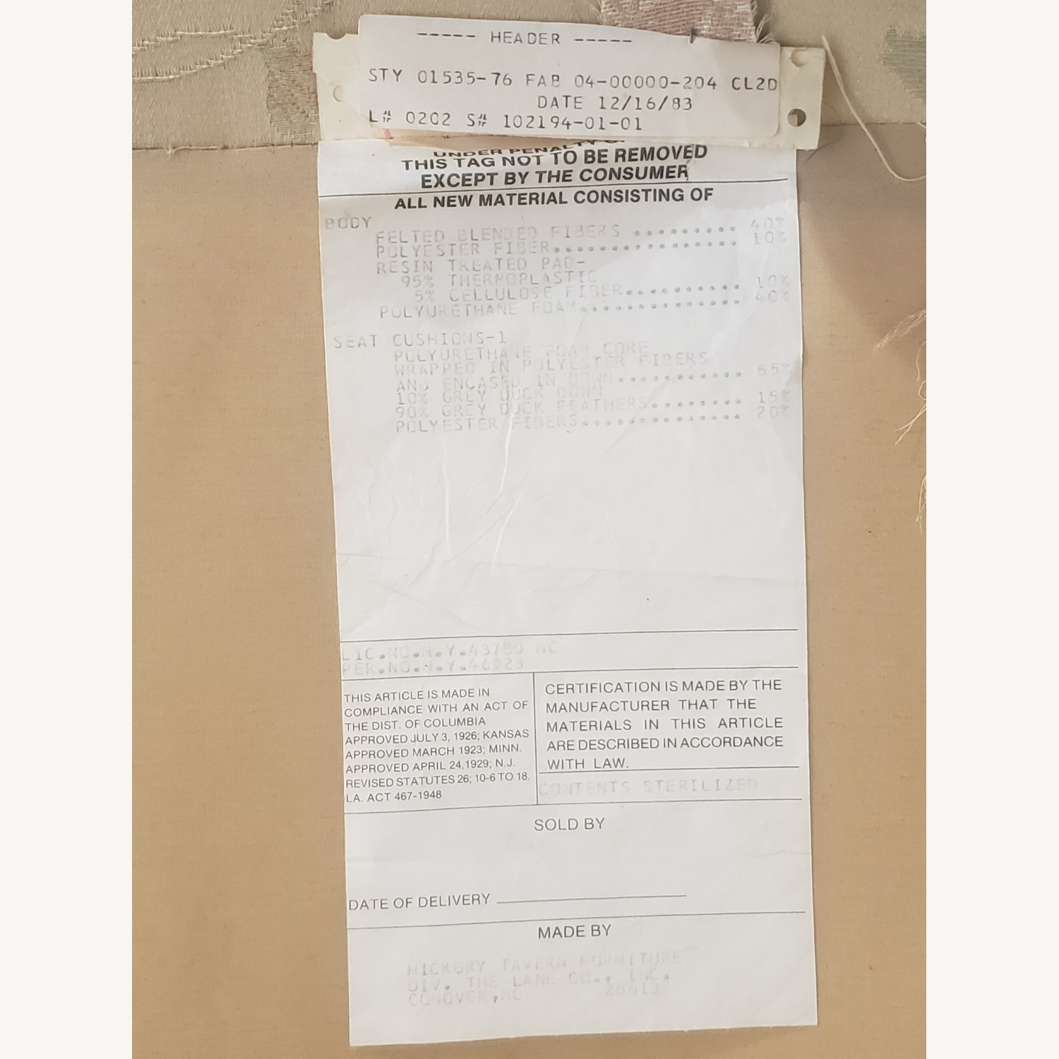 Hickory Chair Vintage Patterned Fabric Sofa - image-8