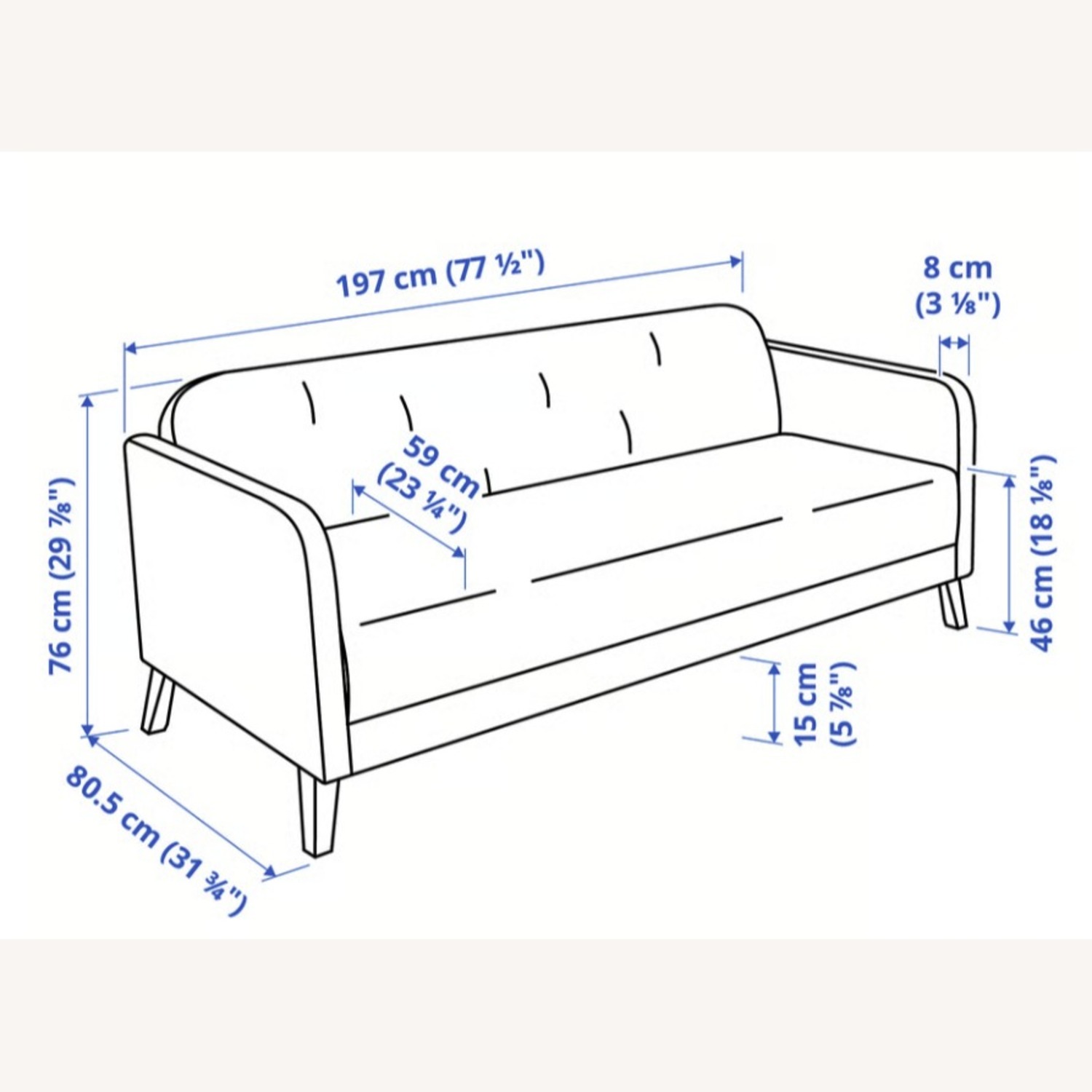 IKEA Sofa Blue Fabric - image-3