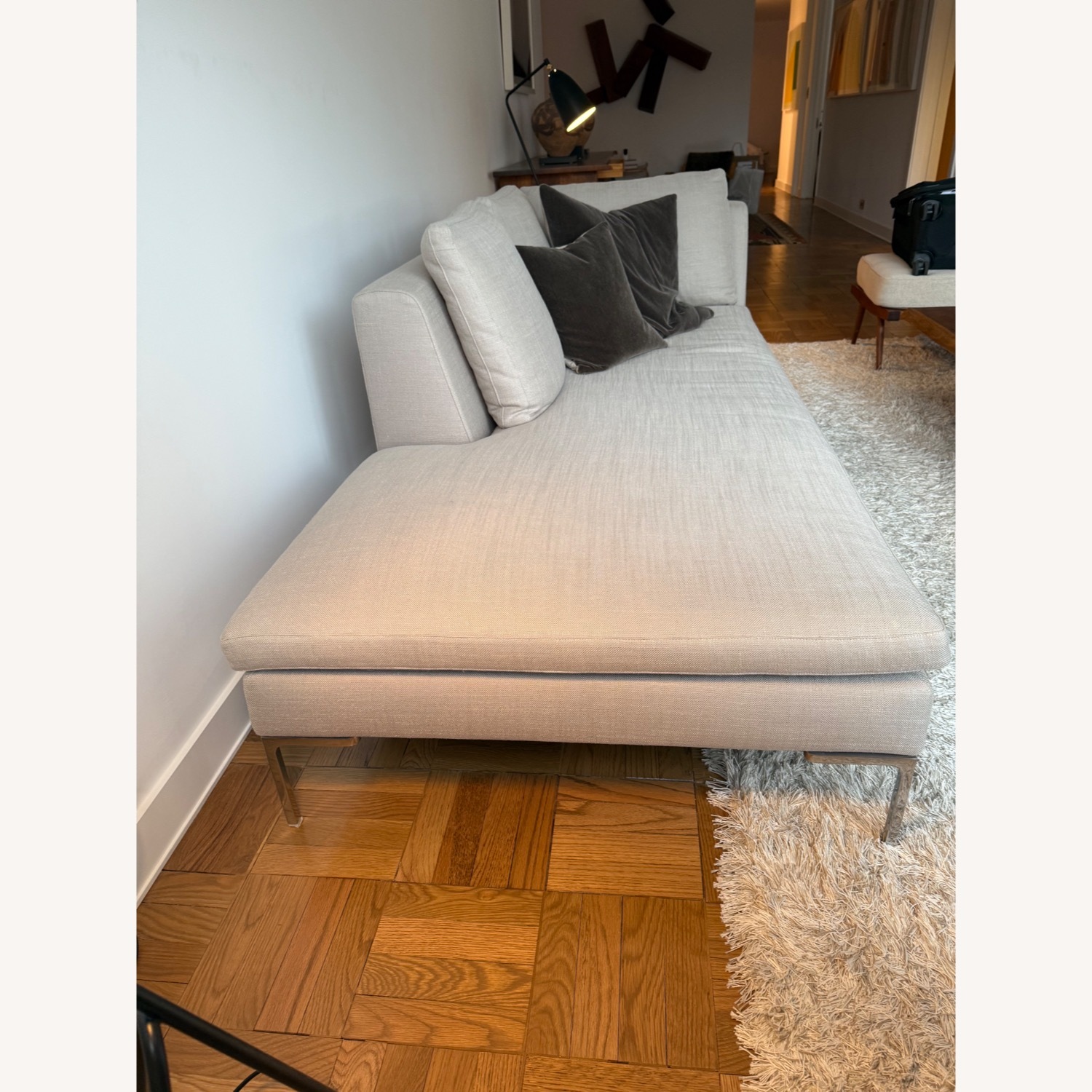 B&B Charels Italia Natural Linen Chaise Lounge - image-2