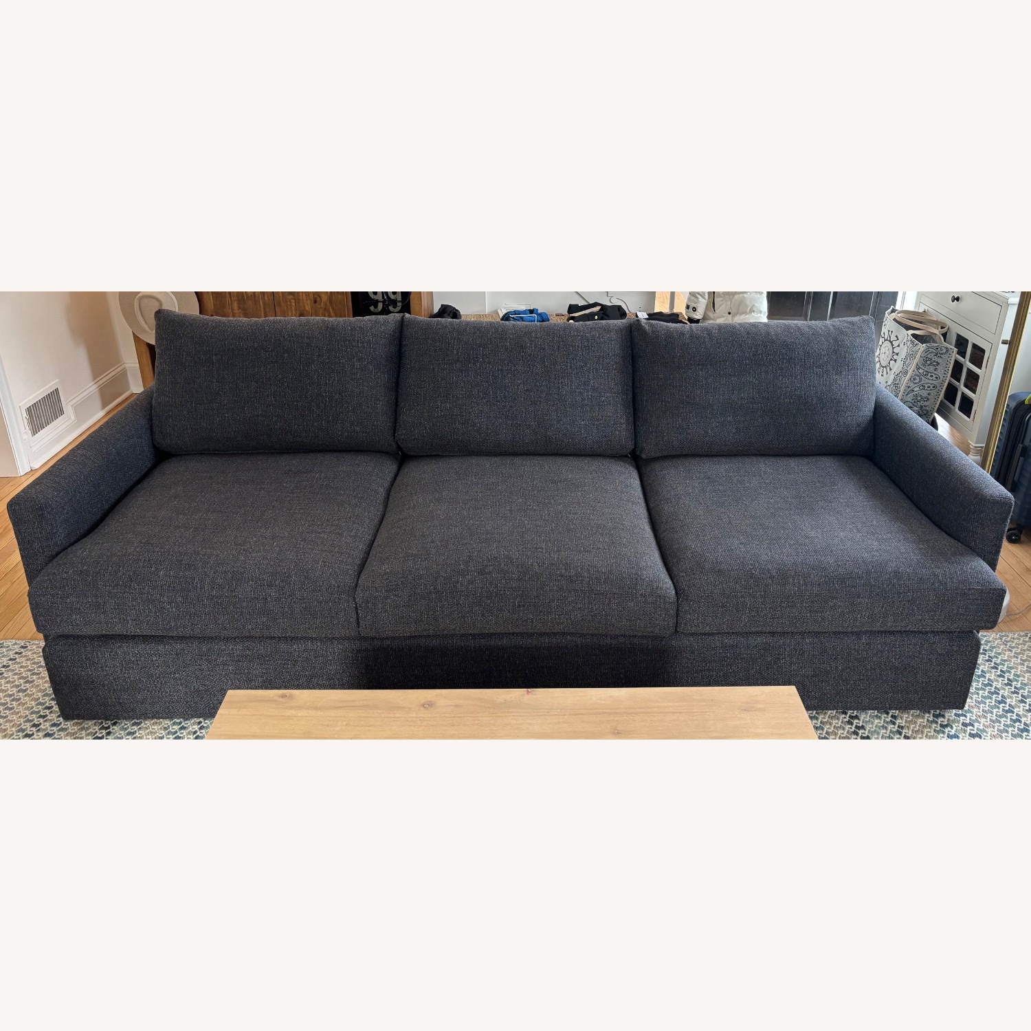 Crate & Barrel Blue Fabric 3+ Seater Sofa - image-1