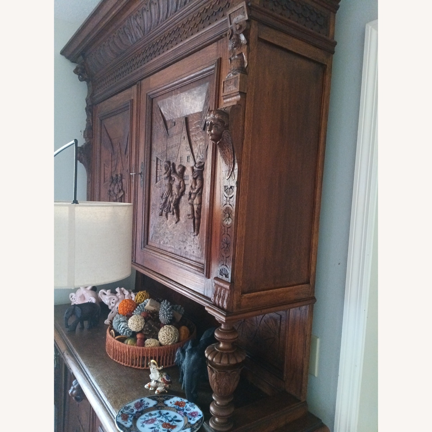 Vintage/Antique German Dark Brown Wood Armoire - image-2