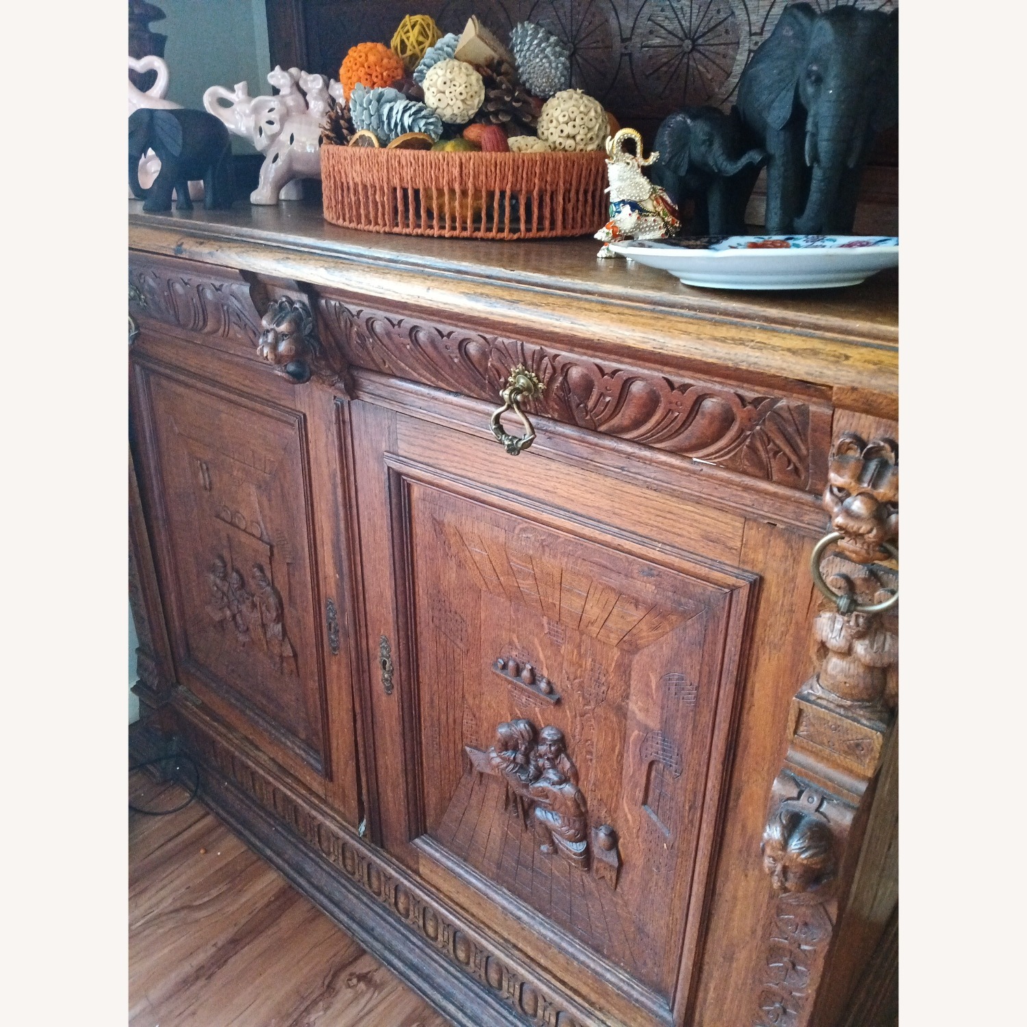 Vintage/Antique German Dark Brown Wood Armoire - image-1