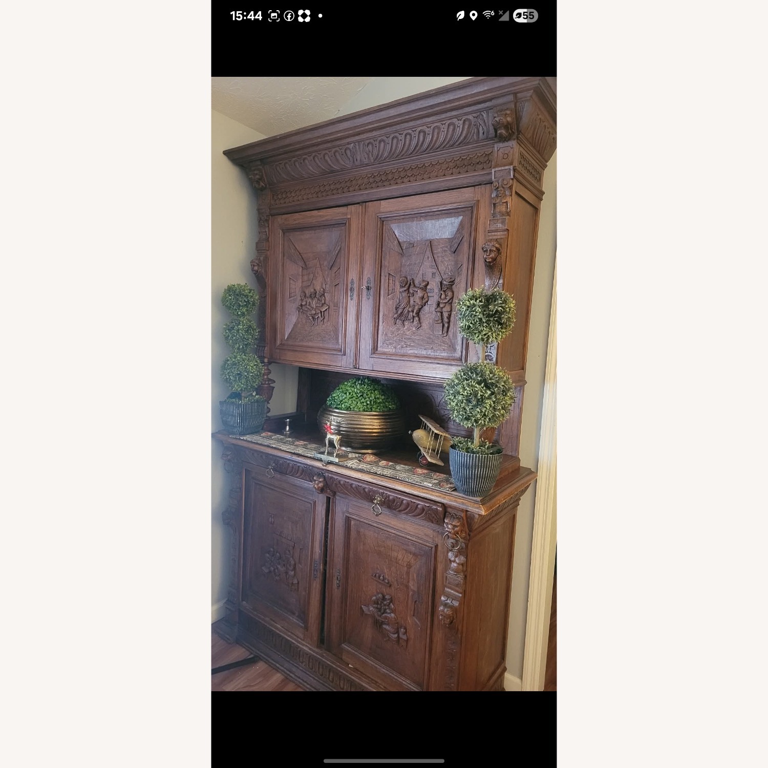 Seigerman's Furniture Dark Brown Wood Armoire - image-3