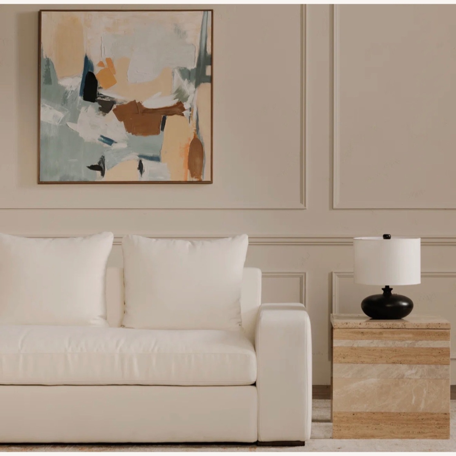 Birch Lane Araminta Deep Seat 8 foot White Water Resistant Fabric Sofa - image-5