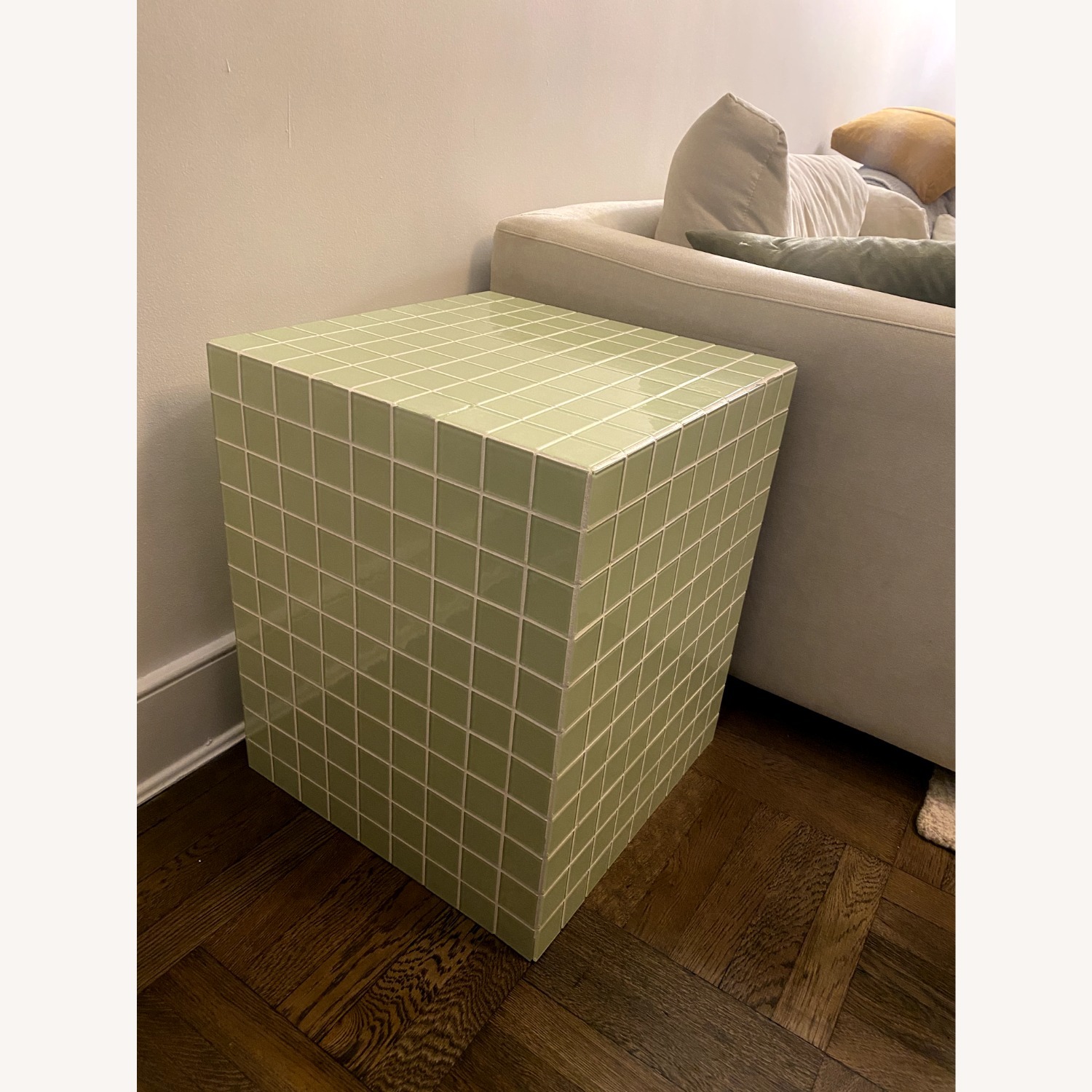 Light Green Glass Tile Side Table - image-2