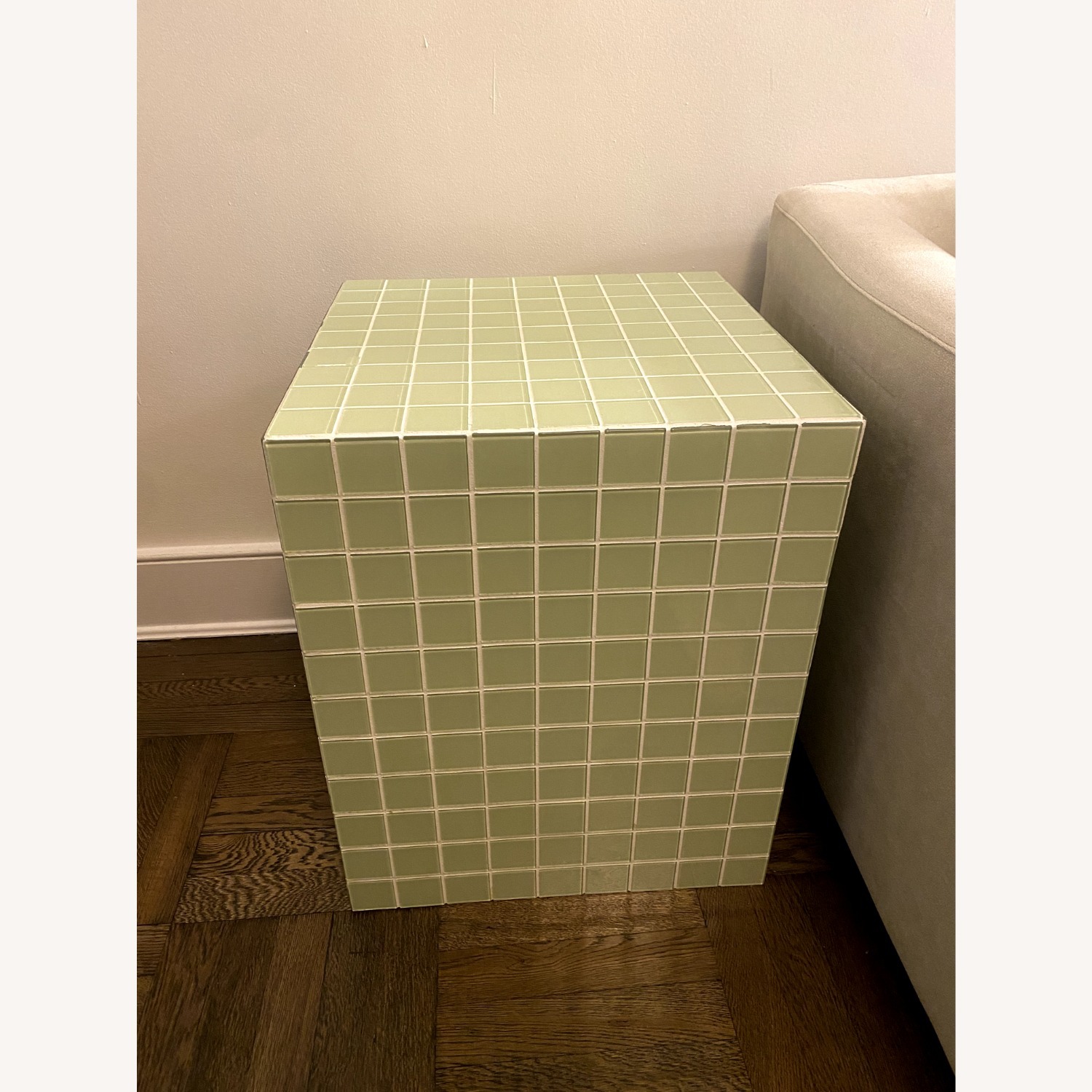 Light Green Glass Tile Side Table - image-1