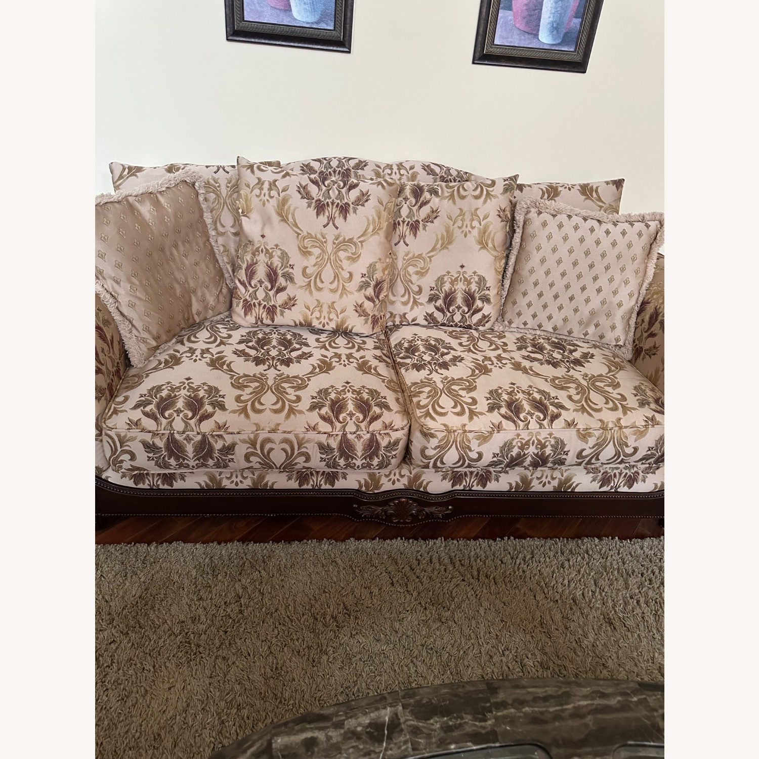 Vintage/Antique Fabric 3+ Seater Sofa - image-3