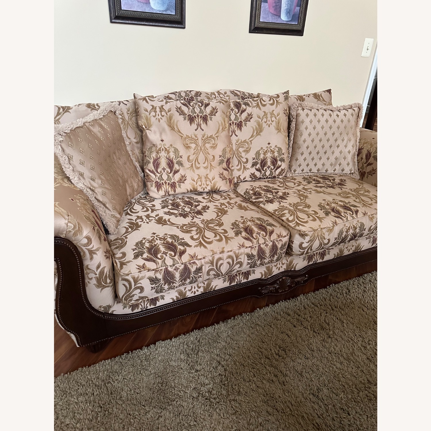 Vintage/Antique Fabric 3+ Seater Sofa - image-1