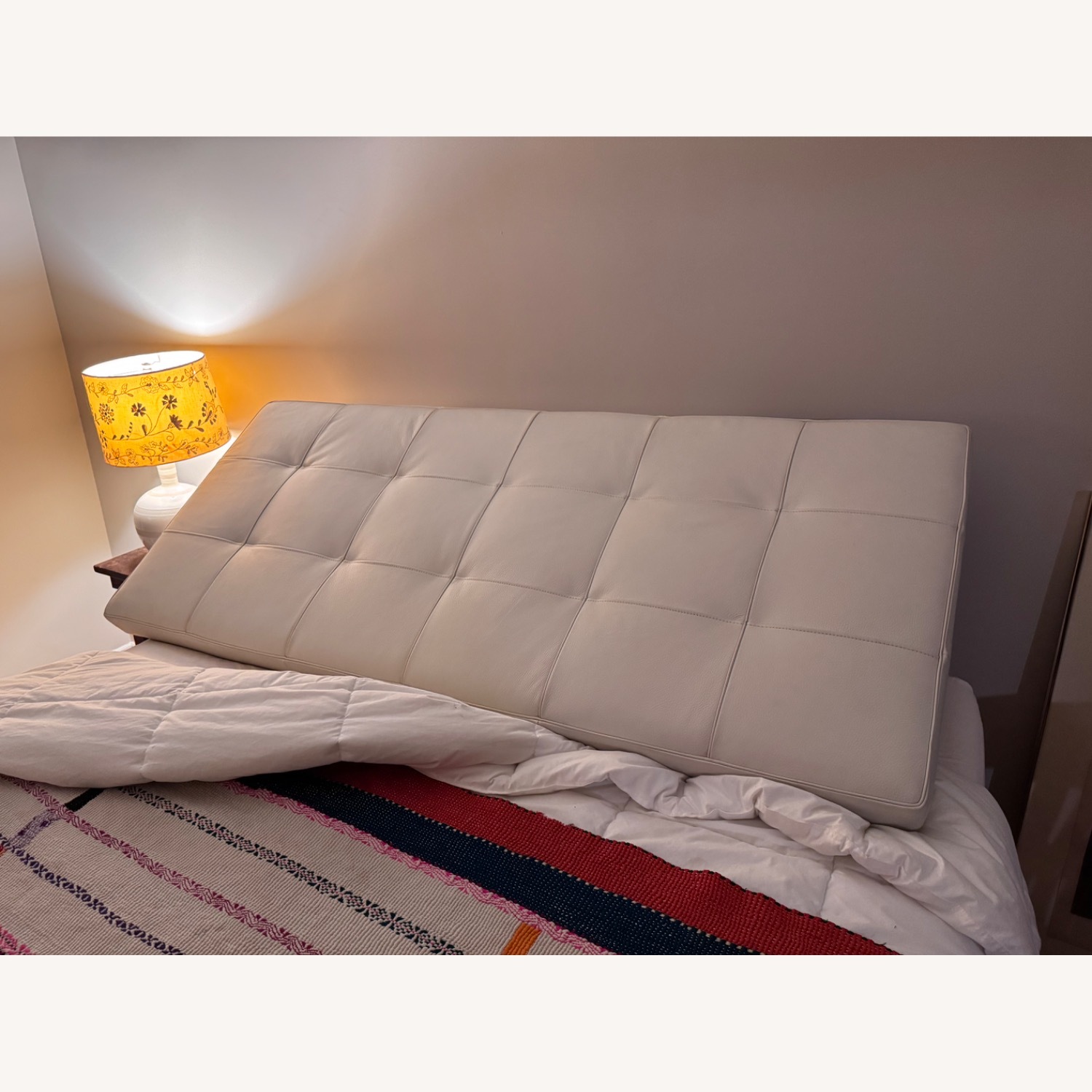 Charles P. Rogers White Leather Headboard - image-1