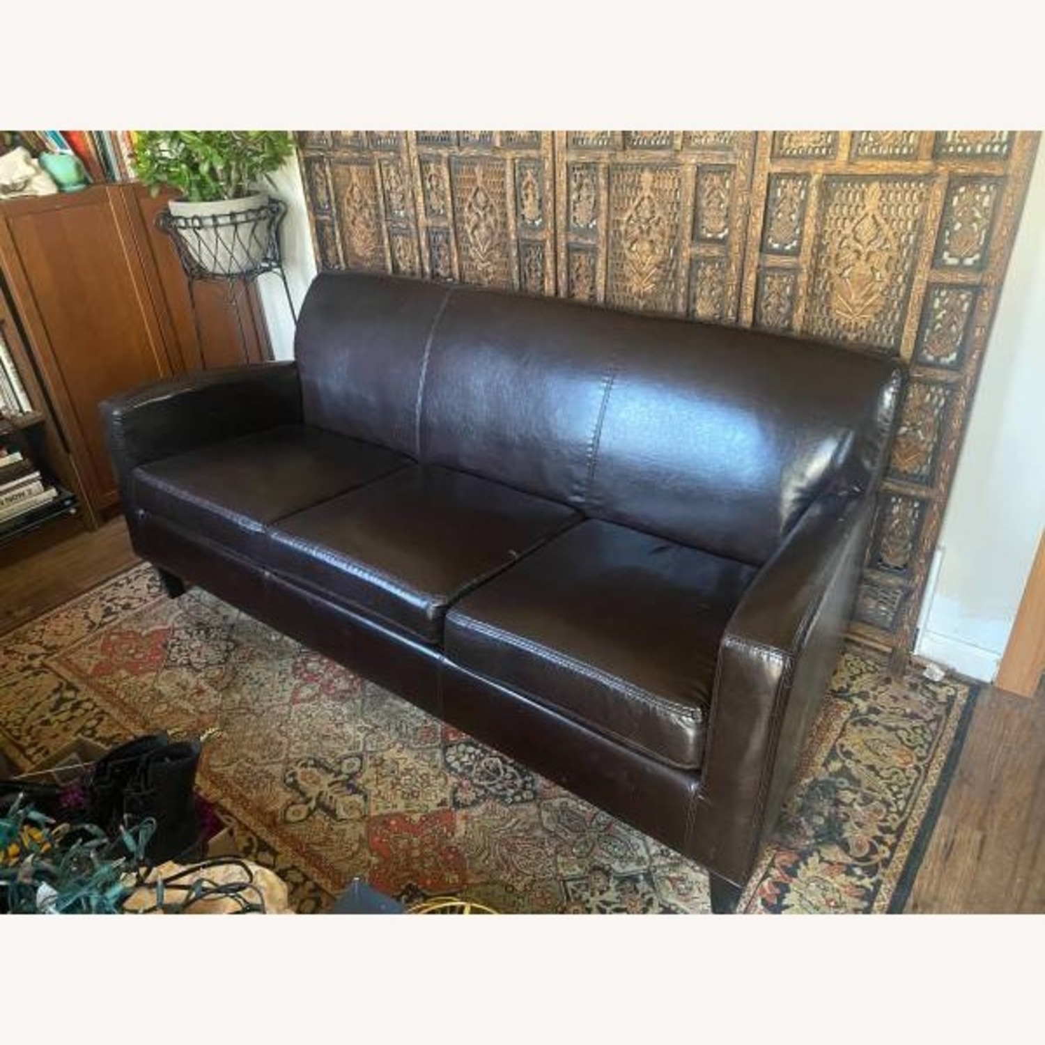 IKEA Jappling Dark Brown Leather 3+ Seater Sofa - image-2