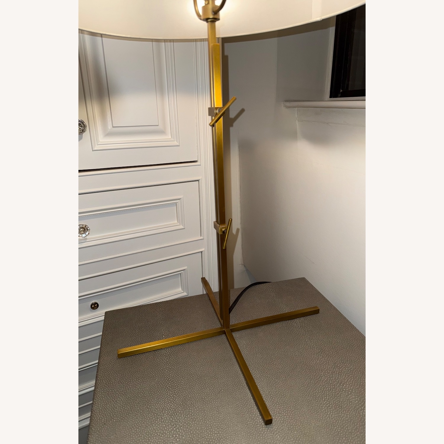 Restoration Hardware Hayes Brass Table Lamps with Shades - image-1