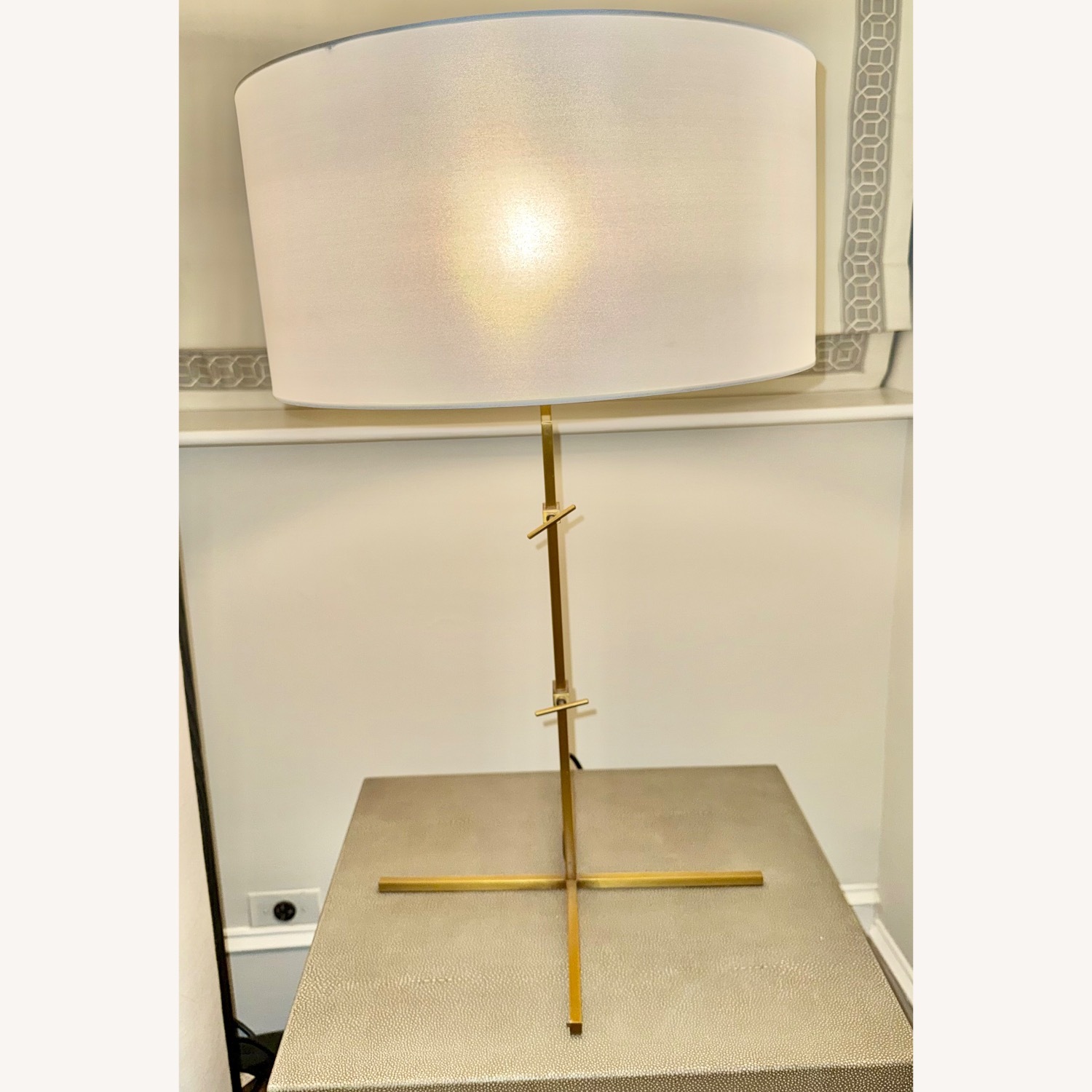 Restoration Hardware Hayes Brass Table Lamps with Shades - image-3