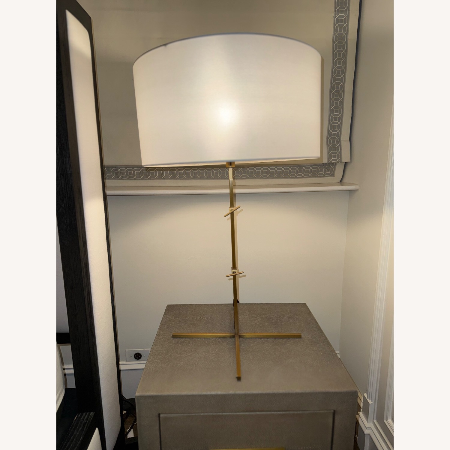 Restoration Hardware Hayes Brass Table Lamps with Shades - image-2