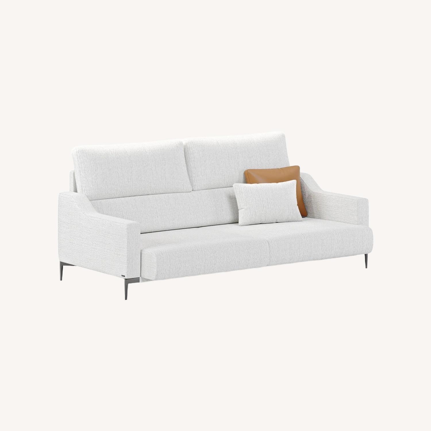 Lazzoni White Leather 2 Seater Sofa - image-0
