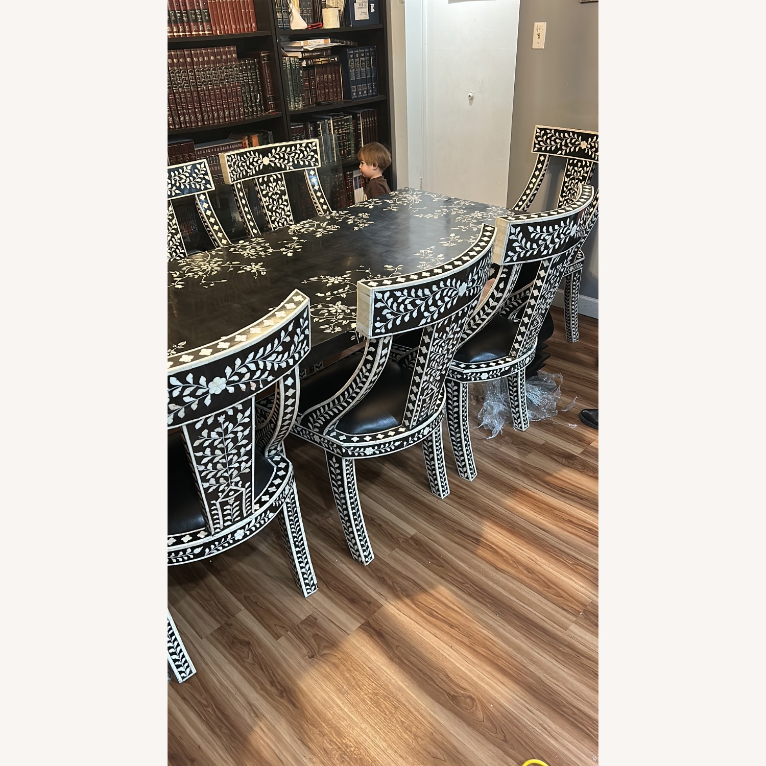 Handmade Bone Inlay Dining Chairs and Table set - image-4