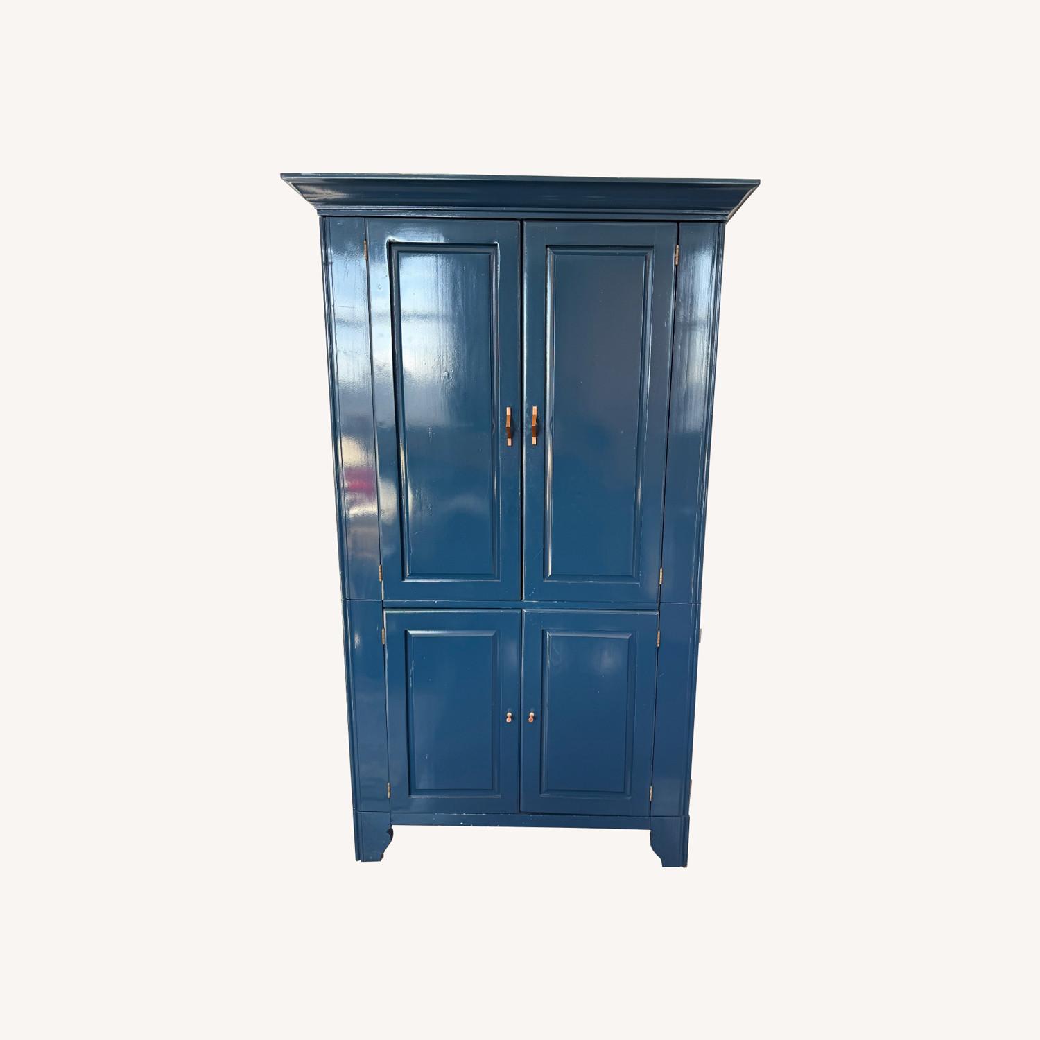 Refinished Vintage Teal Lacquer Armoire - image-0