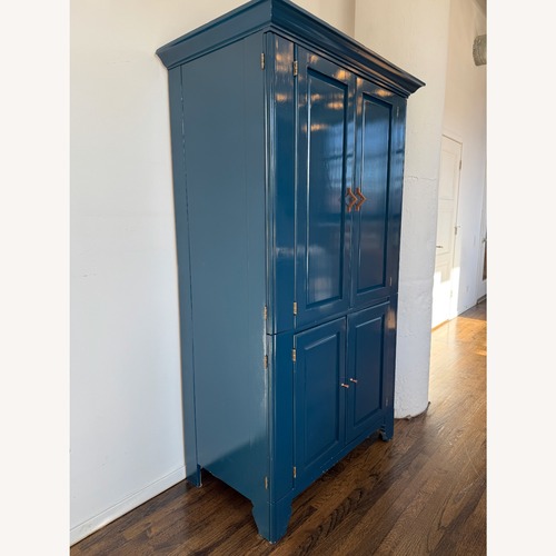 Used Refinished Vintage Teal Lacquer Armoire for sale on AptDeco