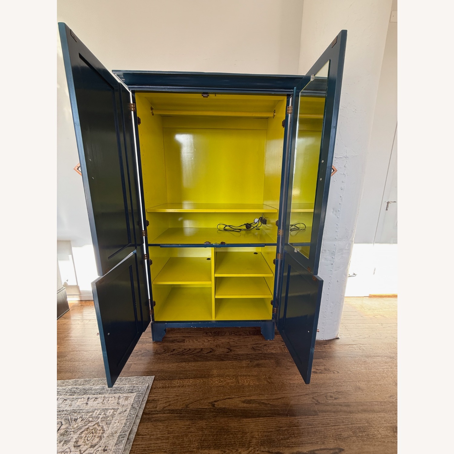 Refinished Vintage Teal Lacquer Armoire - image-4