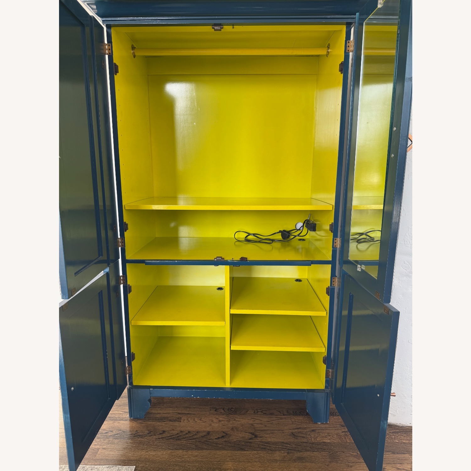 Refinished Vintage Teal Lacquer Armoire - image-3