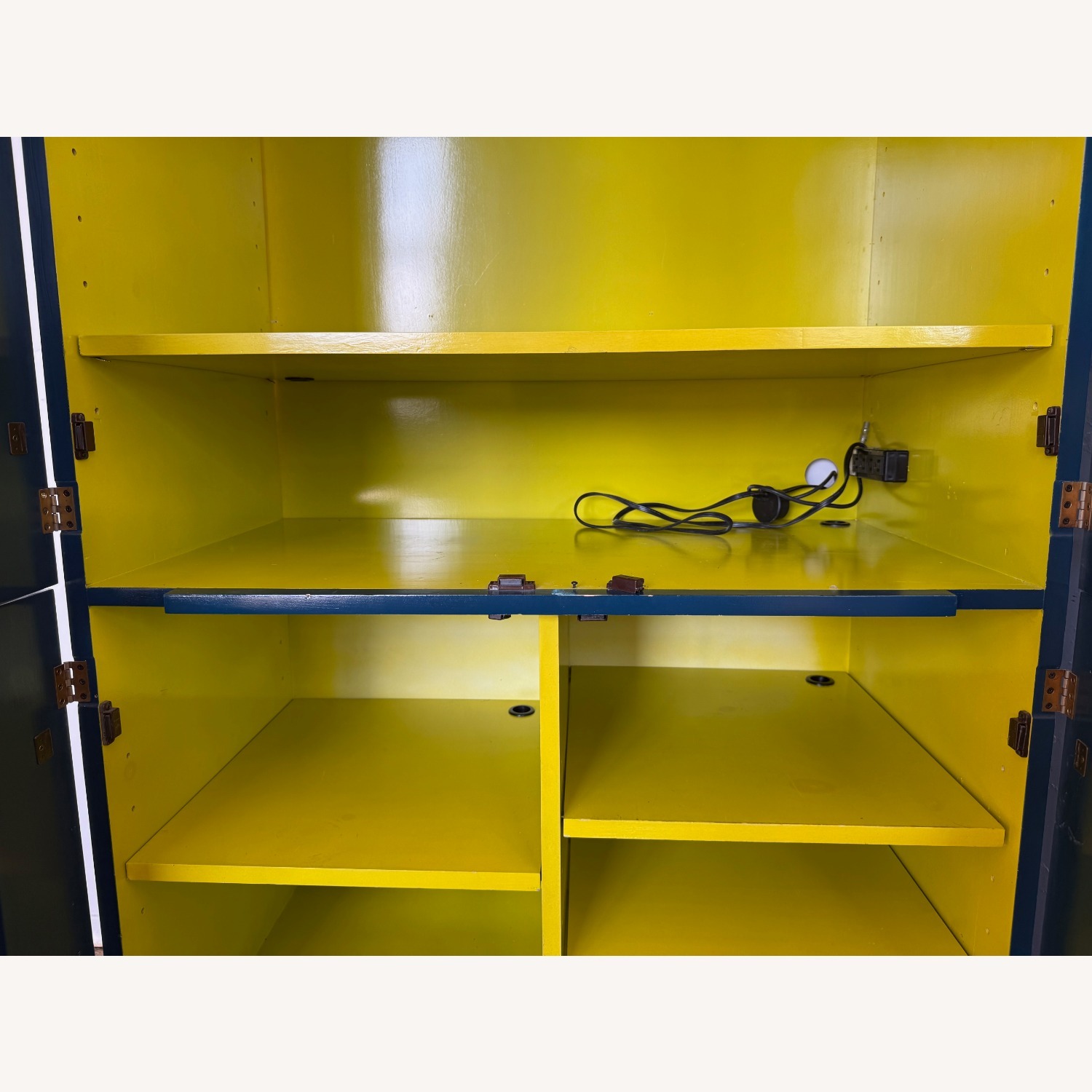 Refinished Vintage Teal Lacquer Armoire - image-7