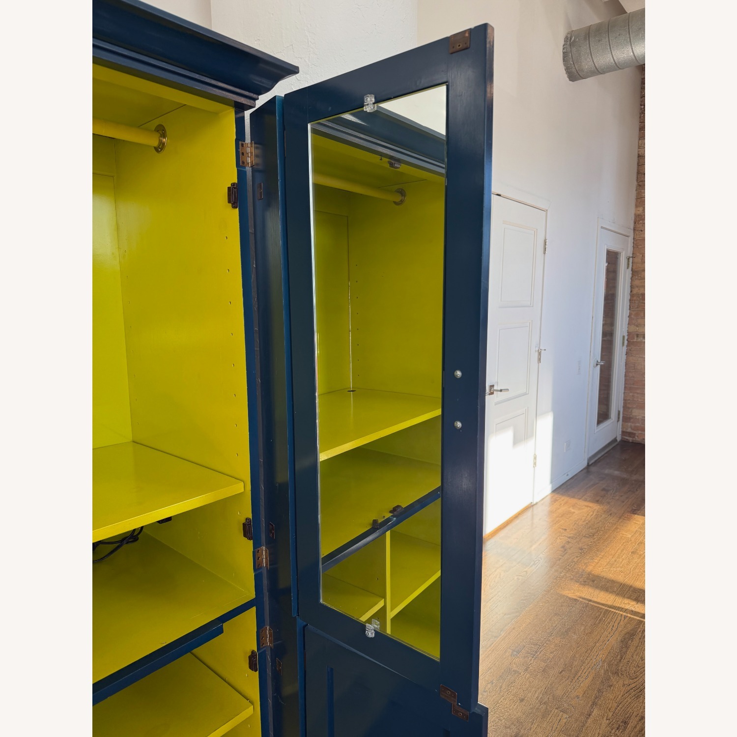 Refinished Vintage Teal Lacquer Armoire - image-5