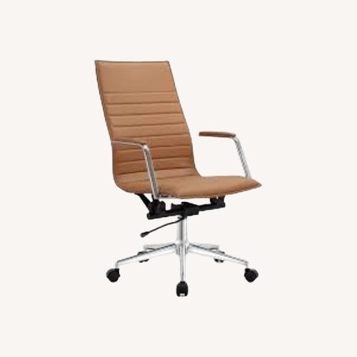Used Overstock Light Brown Faux Leather Office Chairs for sale on AptDeco